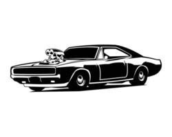 Dodge Charger Auto Silhouette isoliert weißer Hintergrund zeigt von der Seite. am besten für logos, abzeichen, embleme und alte herausfordererautoindustrie. vektor