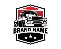 Vintage American Truck Illustration Vektor zeigt von vorne isolierten weißen Hintergrund. am besten für logo, abzeichen, emblem, symbol, aufkleberdesign und autoindustrie. verfügbar in Folge 10.