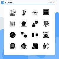 modern uppsättning av 16 fast glyfer pictograph av diagram analys ljus Graf skåp redigerbar vektor design element