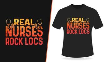 echte Krankenschwestern rocken Locs-Typografie-T-Shirt-Design vektor