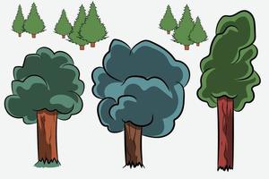 uppsättning av träd skog natur vektor