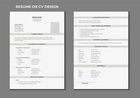 dubbel- sidor återuppta eller CV mall design vektor