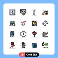 Stock Vector Icon Pack mit 16 Linienzeichen und Symbolen für Gymnastikzelt Business Outdoor-Lösung editierbare kreative Vektordesign-Elemente