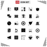 uppsättning av 25 modern ui ikoner symboler tecken för frukt fest browser veena Indien redigerbar vektor design element