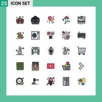 Stock Vector Icon Pack mit 25 Linienzeichen und Symbolen zum Zeichnen von Design-Bloon-Animationen rechts editierbare Vektordesign-Elemente