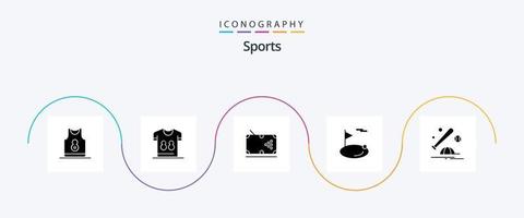 Sports Glyph 5 Icon Pack inklusive Loch. Flagge. Fußball. abspielen. Tisch vektor