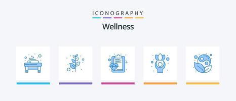 Wellness Blue 5 Icon Pack inklusive Yin. Symbol. die Gesundheit. Wohlbefinden. gesund. kreatives Symboldesign vektor