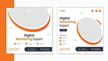 Corporate Orange Social Media Post Design-Vorlage, Business Marketing Post Design-Layout, Firmenprofil-Post-Bundle vektor