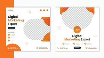 Corporate Orange Social Media Post Design-Vorlage, Business Marketing Post Design-Layout, Firmenprofil-Post-Bundle vektor