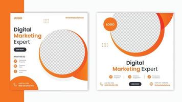 Corporate Orange Social Media Post Design-Vorlage, Business Marketing Post Design-Layout, Firmenprofil-Post-Bundle vektor