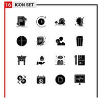 Stock Vector Icon Pack mit 16 Zeilen Zeichen und Symbolen für Pille Stunde Glas Hügel Zeit Mensch editierbare Vektordesign-Elemente