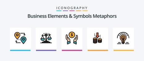 Business-Elemente und Symbole Metaphern Zeile gefüllt 5 Icon Pack inklusive Hand. Fonds. Benutzerbild. Transfer. Zeit. kreatives Symboldesign vektor