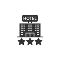 Hotel 3-Sterne-Schild-Symbol im flachen Stil. Gasthaus-Gebäude-Vektor-Illustration auf weißem Hintergrund isoliert. Geschäftskonzept für Herbergszimmer. vektor