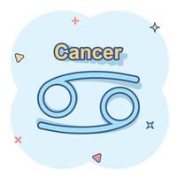 vektor tecknad serie cancer zodiaken ikon i komisk stil. astrologi tecken illustration piktogram. cancer horoskop företag stänk effekt begrepp.