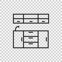 Küchenmöbel-Symbol im flachen Stil. Küche-Vektor-Illustration auf weißem Hintergrund isoliert. Kochraum Geschäftskonzept. vektor