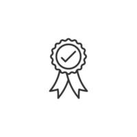 Gewinner mit Häkchen-Symbol im flachen Stil. Rosettenpreis-Vektorillustration auf weißem lokalisiertem Hintergrund. Medaille Geschäftskonzept. vektor