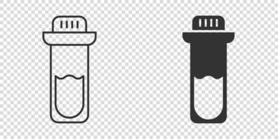 Blut im Reagenzglas-Symbol im flachen Stil. Laborkolben-Vektorillustration auf lokalisiertem Hintergrund. Flüssigkeit im Becherzeichen Geschäftskonzept. vektor