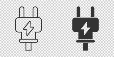 elektrisches Steckersymbol im flachen Stil. Netzteil-Vektor-Illustration auf weißem Hintergrund isoliert. Elektriker-Zeichen-Geschäftskonzept. vektor