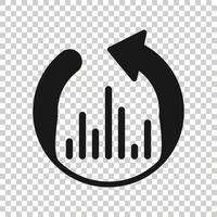 wachsendes Balkendiagramm-Symbol im flachen Stil. Erhöhen Sie die Pfeilvektorillustration auf weißem, isoliertem Hintergrund. Infografik Fortschritt Geschäftskonzept. vektor