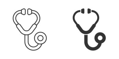 Stethoskop-Symbol im flachen Stil. Herzdiagnosevektorillustration auf lokalisiertem Hintergrund. Medizin Zeichen Geschäftskonzept. vektor