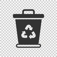 Mülleimer-Symbol im flachen Stil. Recycling-Vektor-Illustration auf weißem Hintergrund isoliert. Papierkorb Zeichen Geschäftskonzept. vektor