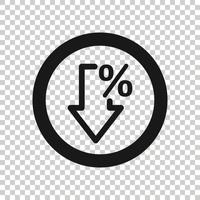 Pfeilsymbol im flachen Stil ablehnen. verringern Sie die Vektorgrafik auf weißem, isoliertem Hintergrund. Umsatzmodell Geschäftskonzept. vektor