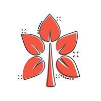 Blatt-Symbol im Comic-Stil. Pflanzenkarikatur-Vektorillustration auf weißem lokalisiertem Hintergrund. Blumen-Splash-Effekt-Zeichen-Geschäftskonzept. vektor