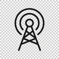 Antennenturm-Symbol im flachen Stil. Rundfunk-Vektor-Illustration auf weißem Hintergrund isoliert. WLAN-Geschäftskonzept. vektor