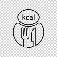 kcal-Symbol im flachen Stil. Diät-Vektor-Illustration auf weißem Hintergrund isoliert. Kalorien Geschäftskonzept. vektor