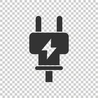 elektrisches Steckersymbol im flachen Stil. Netzteil-Vektor-Illustration auf weißem Hintergrund isoliert. Elektriker-Zeichen-Geschäftskonzept. vektor