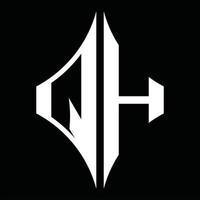 qh-Logo-Monogramm mit Rautenform-Designvorlage vektor