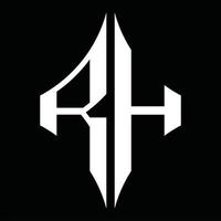 rh rlogo-monogramm mit rautenförmiger designvorlage vektor