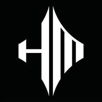 hm-Logo-Monogramm mit Designvorlage in Rautenform vektor