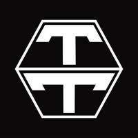 tt-Logo-Monogramm mit sechseckiger Form nach oben und unten Designvorlage vektor