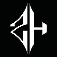 Z H logotyp monogram med diamant form design mall vektor