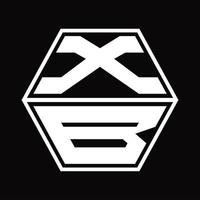 xb logotyp monogram med sexhörning form upp och ner design mall vektor