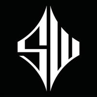 sw-Logo-Monogramm mit Rautenform-Designvorlage vektor