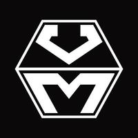 vm-Logo-Monogramm mit sechseckiger Form nach oben und unten Designvorlage vektor