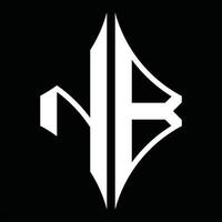NB-Logo-Monogramm mit Rautenform-Designvorlage vektor