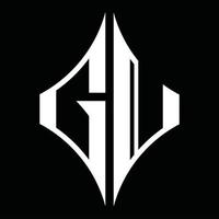 Gu-Logo-Monogramm mit Rautenform-Designvorlage vektor