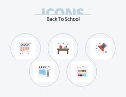 zurück zur Schule flaches Icon Pack 5 Icon Design. Marker. Bildung. Kalender. Getränk. Kaffee vektor