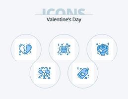 Valentinstag blau Icon Pack 5 Icon Design. Liebe. Strauß. gebrochen. Frau. Romantik vektor