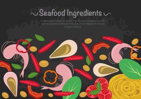 skaldjur ingredienser med pasta vektor
