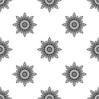 Mandala schwarz-weiß Musterdesign. hand gezeichnete ethnische textur. vektorillustration in monochromen tönen. vektor