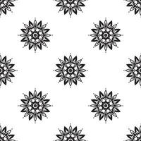 mandala teckning svart och vit sömlös mönster. hand dragen etnisk textur. vektor illustration i svartvit toner.