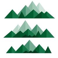 berg kulle uppsättning vektor isolerad, grön dal uppsättning
