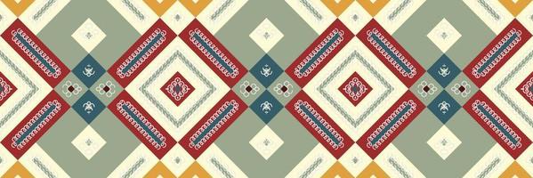indisk etnisk design mönster. traditionell mönstrad mattor den är en mönster skapas förbi kombinerande geometrisk former. design för skriva ut. använder sig av i de mode industri. vektor