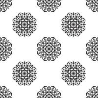 mandala teckning svart och vit sömlös mönster. svartvit retro bakgrund inspirerad förbi traditionell konst vektor