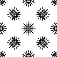 einfaches mandala schwarz-weißes nahtloses muster. nahtlose abstrakte Stammes-Monochrom-Muster. handgezeichnete ethnische Textur. Vektor-Illustration. vektor