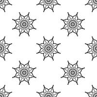mandala svart och vit sömlös mönster. ritad för hand bakgrund. islam, arabiska, indian, och ottoman motiv. perfekt för utskrift på tyg eller papper. vektor